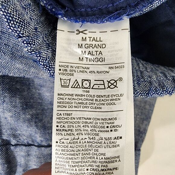 Old Navy Pants Medium Tall High Waisted Linen Blend Straight Cropped Chambray - Picture 9 of 10